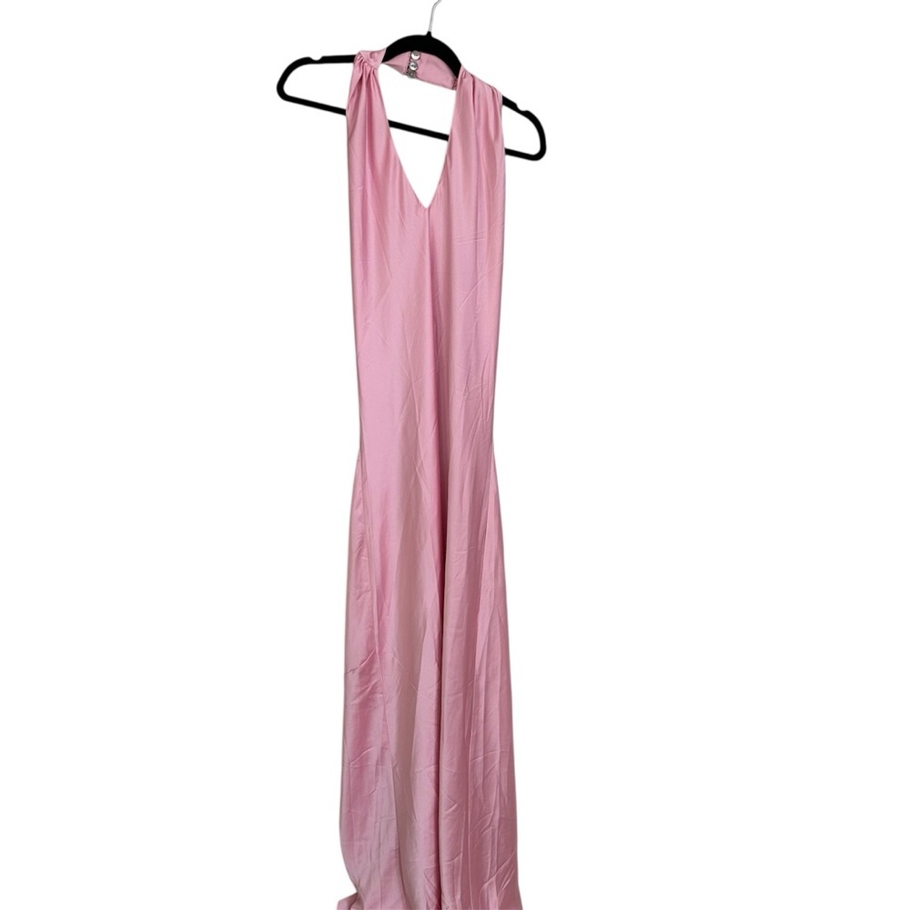 Show me your MuMu Women’s Pink Jasmine Halter V-Neck Maxi Dress Sz M NWOT